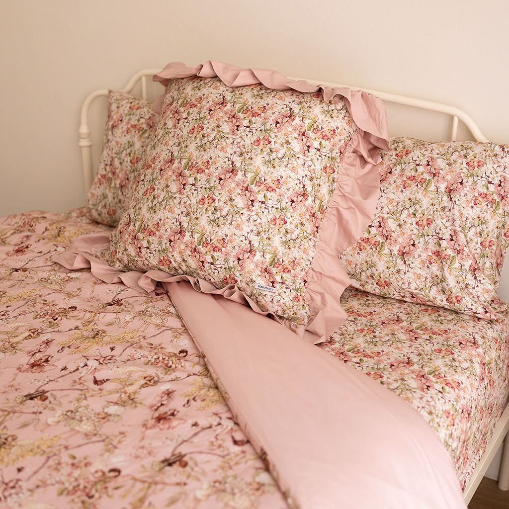 Flowery Fairy Blossoms Ruffled Euro Sham