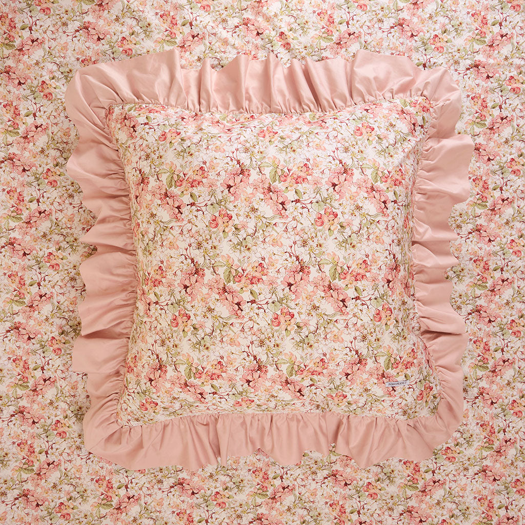 Flowery Fairy Blossoms Ruffled Euro Sham