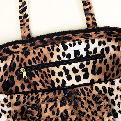 Loretta Leopard Quilted Tote Bag
