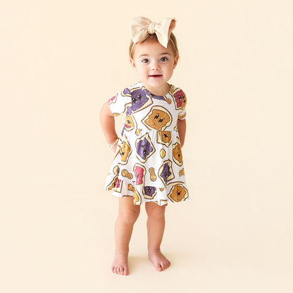 Peanut Butter Jelly Time Ruffled Twirl Bodysuit Dress