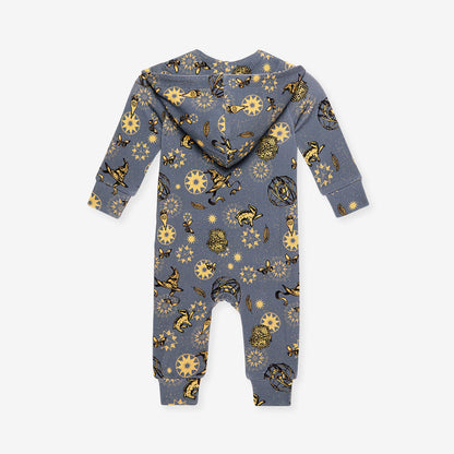 Hufflepuff House French Terry Zippered Hooded Romper