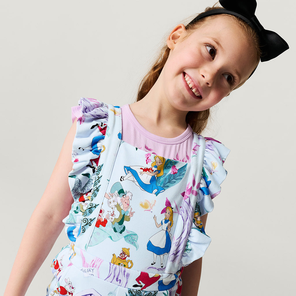 Disney Adventures in Wonderland French Terry Short Overalls