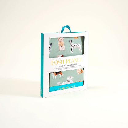 Posh Puppies Swaddle Beanie Set