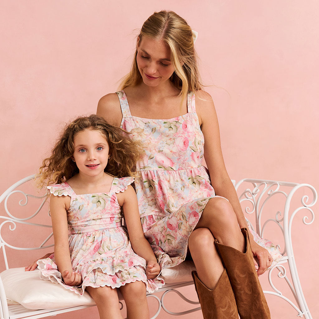 Rose Dreams Women's Bamboo Challis Tiered Dress