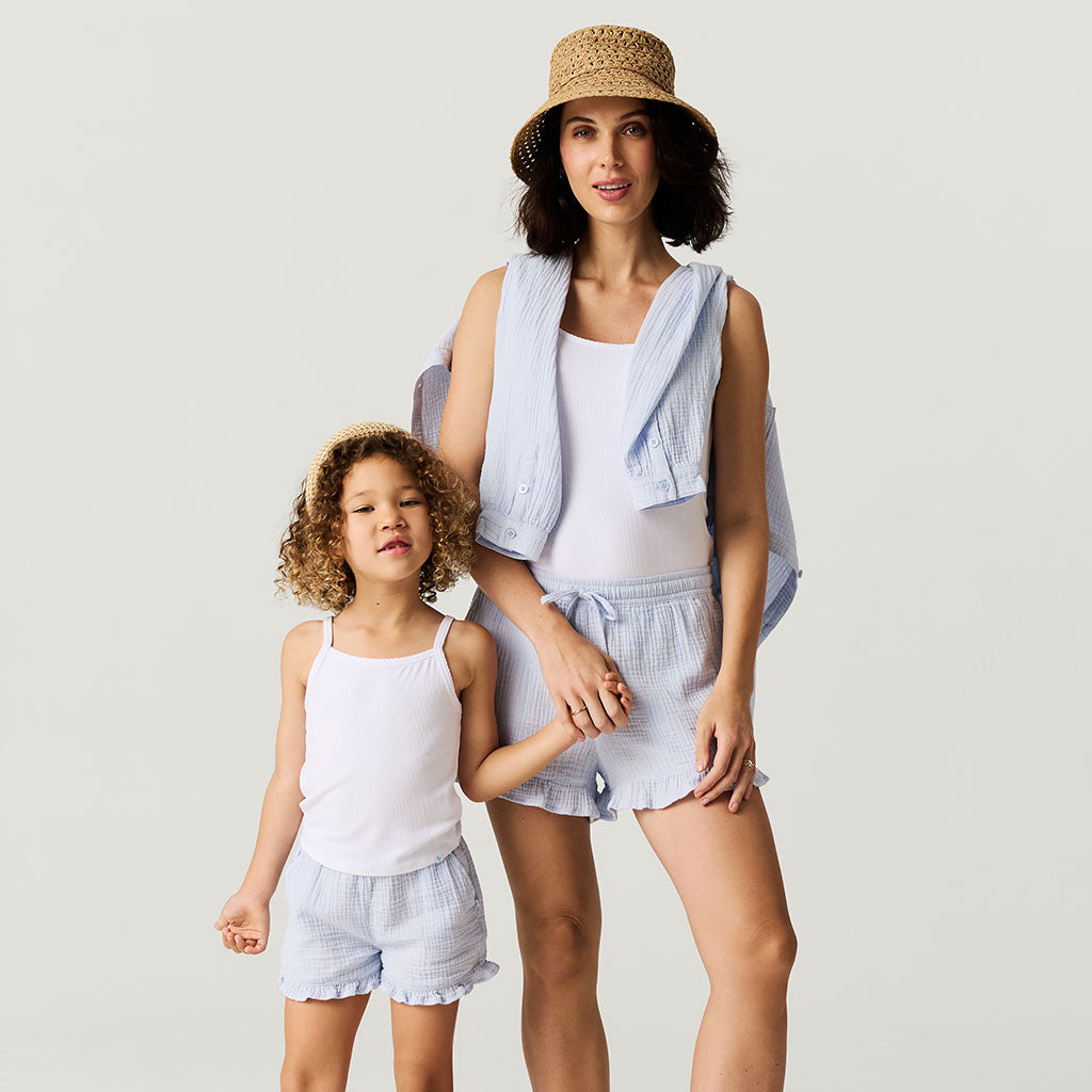 Halogen Blue Women's Cotton Crinkle Ruffled Shorts