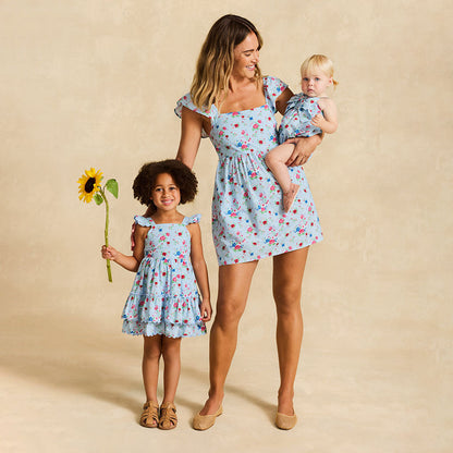 Jean Bamboo Challis Tie Back Tiered Dress