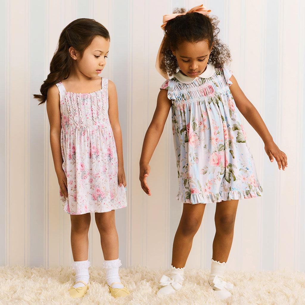 Leigh Collared Smocked Ruffled Dress