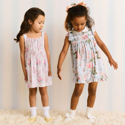 Leigh Collared Smocked Ruffled Dress