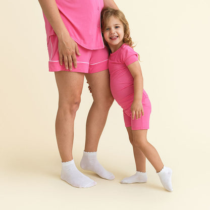 Posh Hot Pink Women's Luxe Pajama Short Set