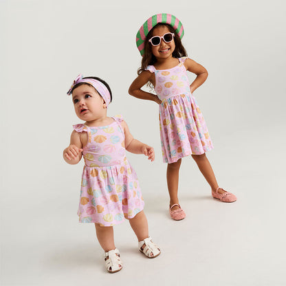 Shelly Pink Ruffled Picot Twirl Dress