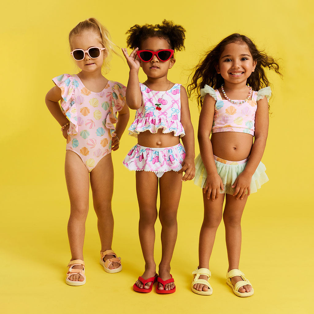 Shelly Pink Flutter Sleeve One Piece Swimsuit