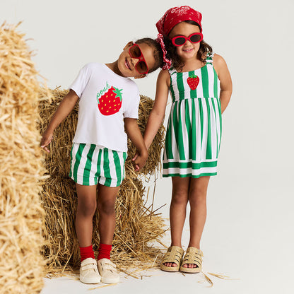 Strawberry Stripe Graphic Shirt Short Set