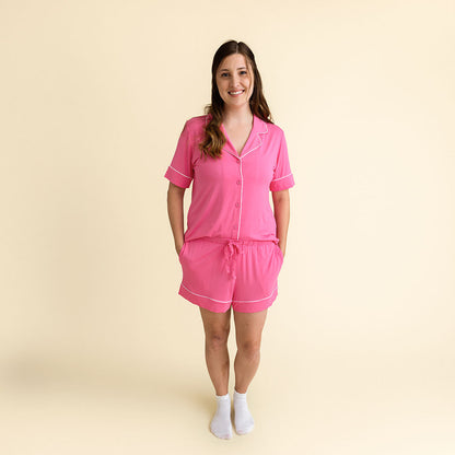 Posh Hot Pink Women's Luxe Pajama Short Set