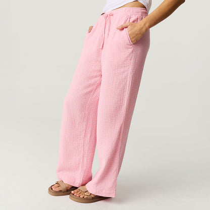 Happy Pink Women's Cotton Crinkle Pants