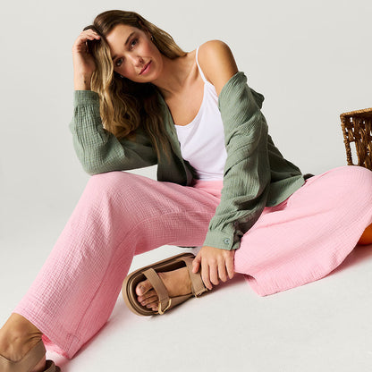 Happy Pink Women's Cotton Crinkle Pants