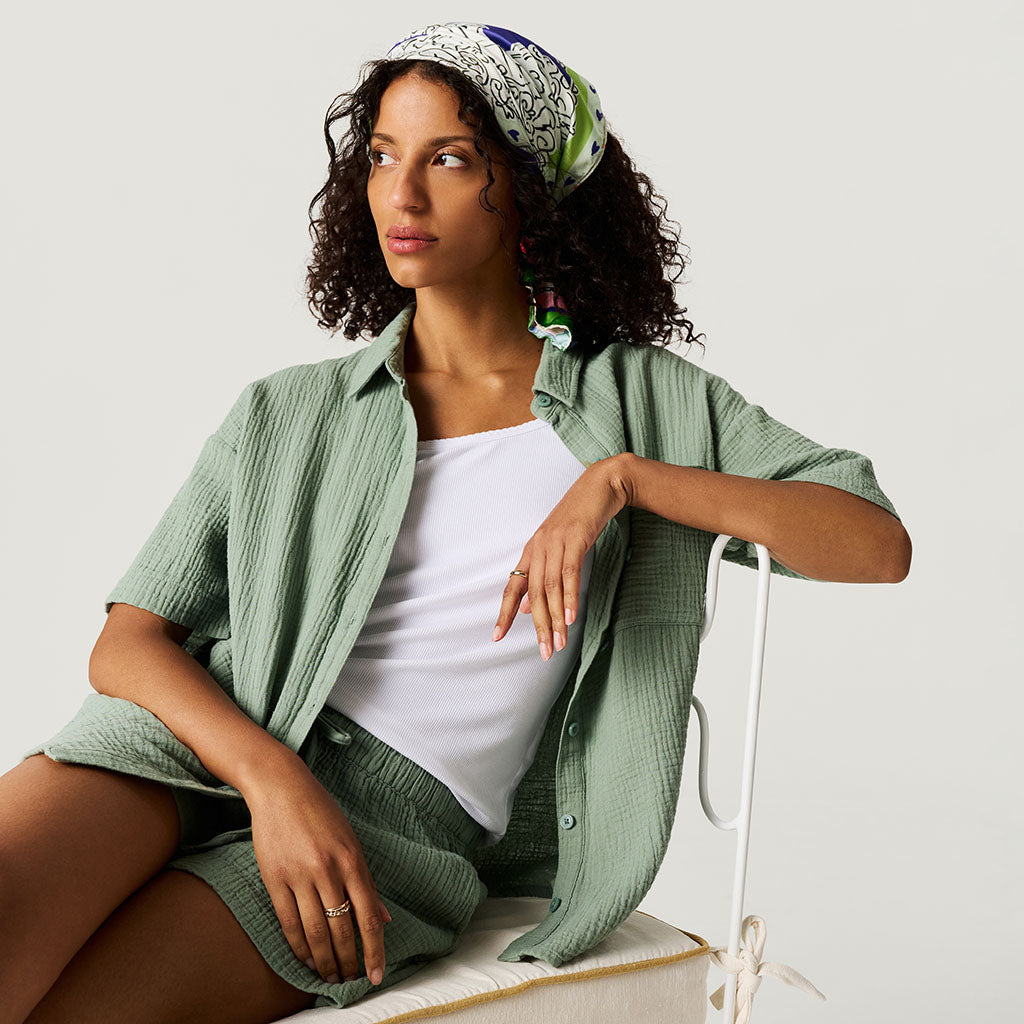 Soft Jade Women's Cotton Crinkle Short Set