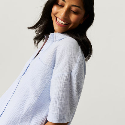 Halogen Blue Women's Cotton Crinkle Short Set