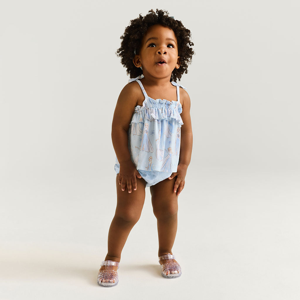 Disney Let It Go Bow Strap Ruffled Top Bummie Set
