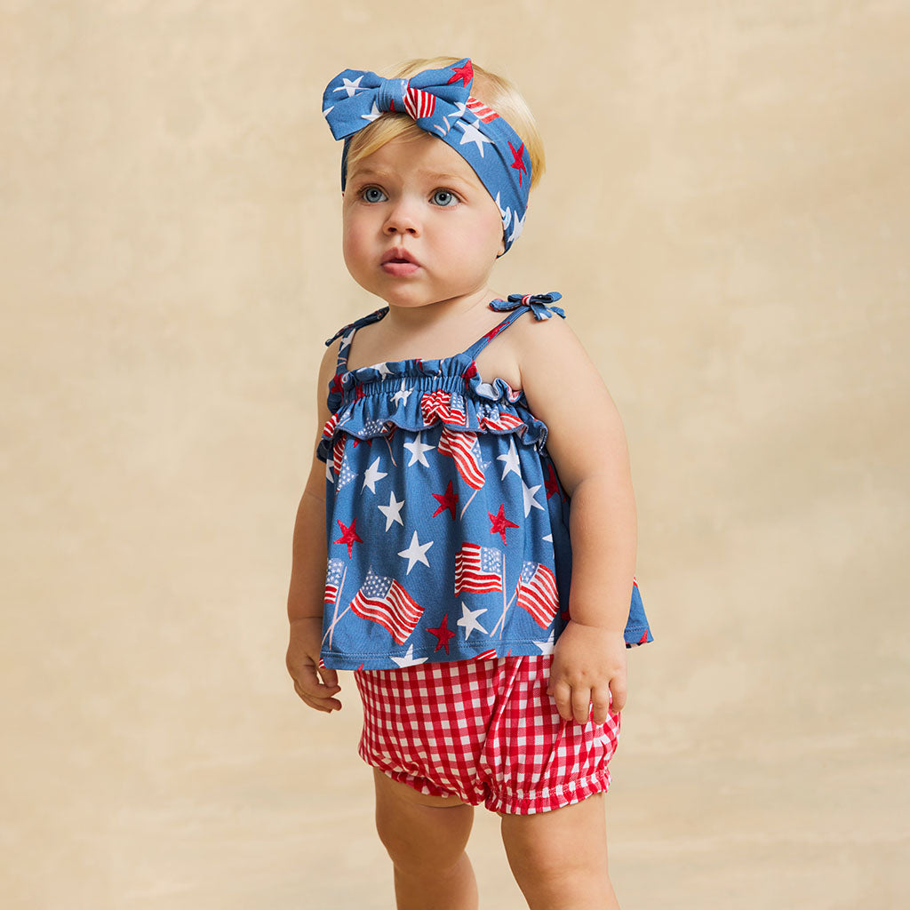 Sam Bow Strap Ruffled Top Bummie Set