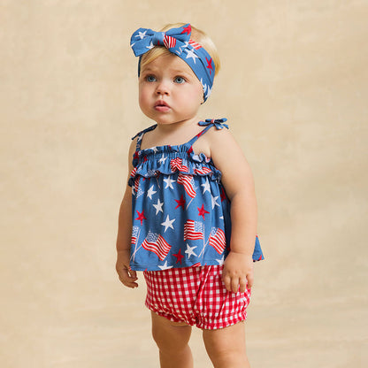 Sam Bow Strap Ruffled Top Bummie Set