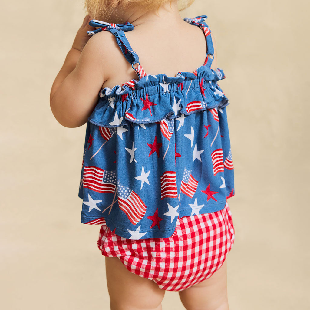 Sam Bow Strap Ruffled Top Bummie Set