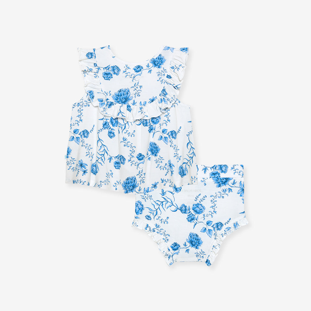 Hattie Flowy Ruffled Top Bummie Set