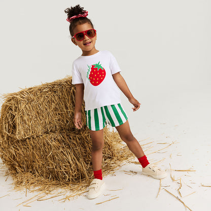 Strawberry Stripe Graphic Shirt Short Set
