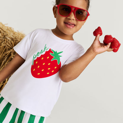 Strawberry Stripe Graphic Shirt Short Set