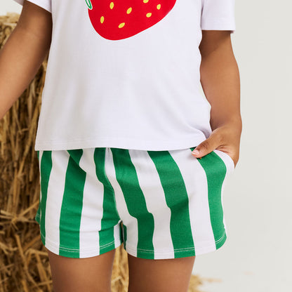 Strawberry Stripe Graphic Shirt Short Set