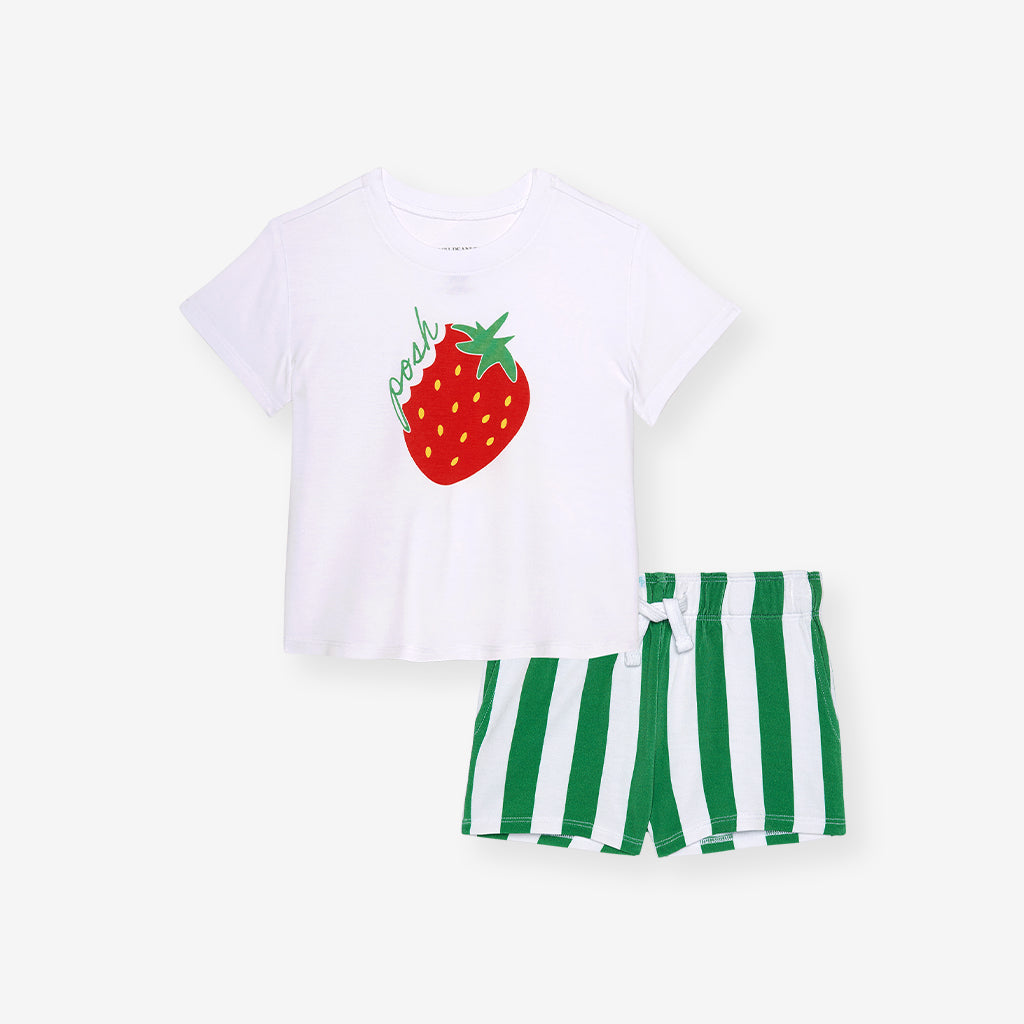 Strawberry Stripe Graphic Shirt Short Set