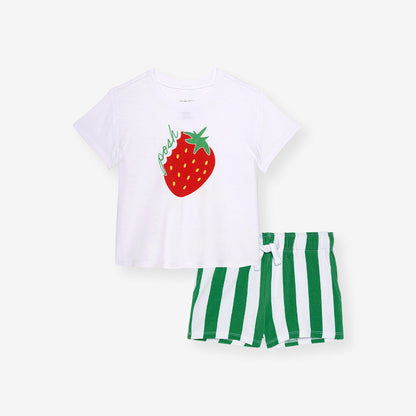 Strawberry Stripe Graphic Shirt Short Set