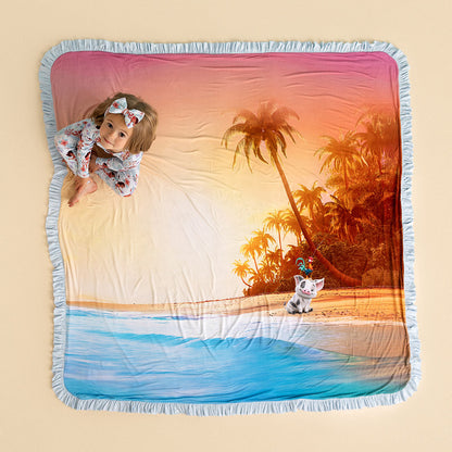 Disney Moana & Pua & Beach Snacks Ruffled Luxe Patoo® Blanket