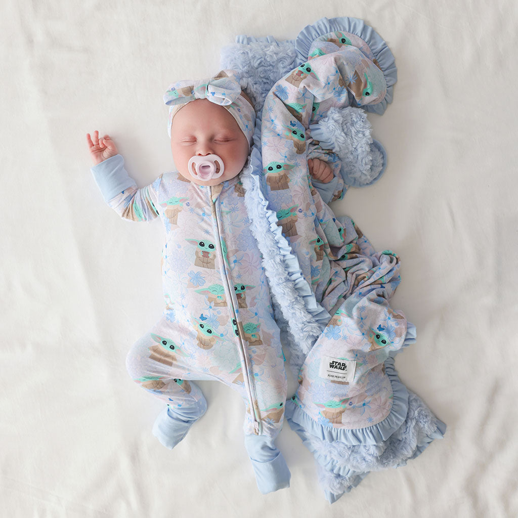 Star Wars™ Grogu Garden Minky Ruffled Luxette Patoo® Blanket
