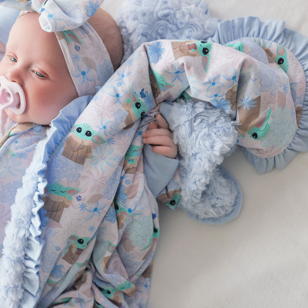 Star Wars™ Grogu Garden Minky Ruffled Luxette Patoo® Blanket