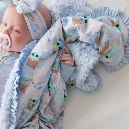 Star Wars™ Grogu Garden Minky Ruffled Luxette Patoo® Blanket