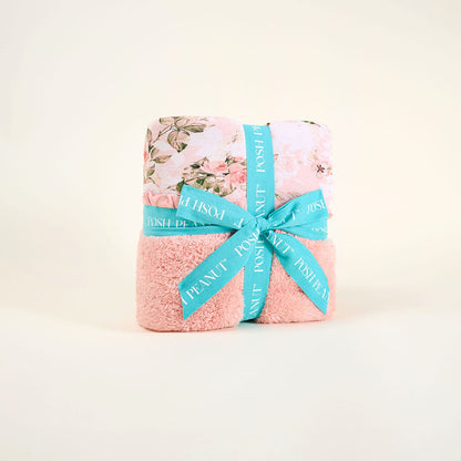 Vintage Pink Rose Ruffled Luxe Plush Patoo® Blanket