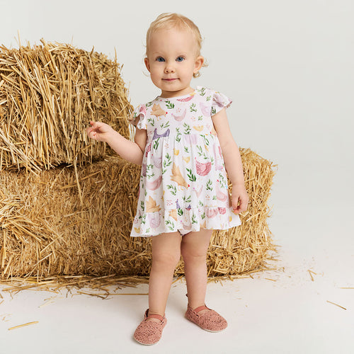 Jo Ruffled Twirl Bodysuit Dress