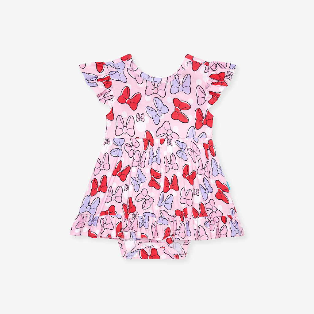 Disney Minnie & Daisy Bows Tie Back Ruffled Bodysuit Dress