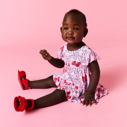 Disney Minnie & Daisy Bows Tie Back Ruffled Bodysuit Dress