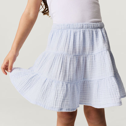 Halogen Blue Cotton Crinkle Mini Skirt