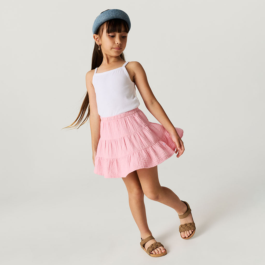 Happy Pink Cotton Crinkle Mini Skirt