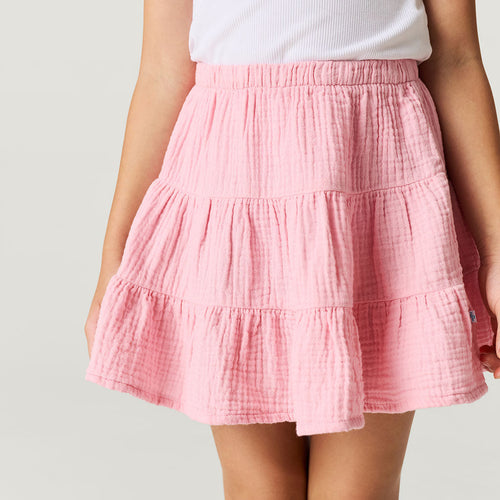 Happy Pink Cotton Crinkle Mini Skirt