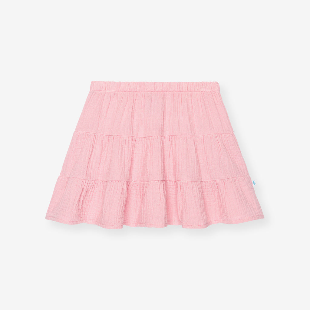 Happy Pink Cotton Crinkle Mini Skirt