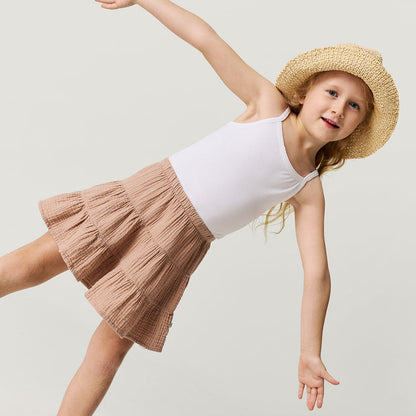 Macchiato Cotton Crinkle Mini Skirt