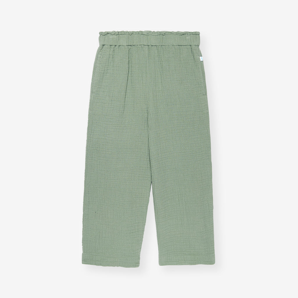 Soft Jade Cotton Crinkle Paperbag Pants