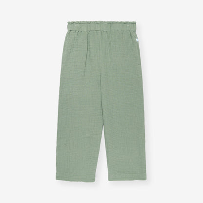 Soft Jade Cotton Crinkle Paperbag Pants