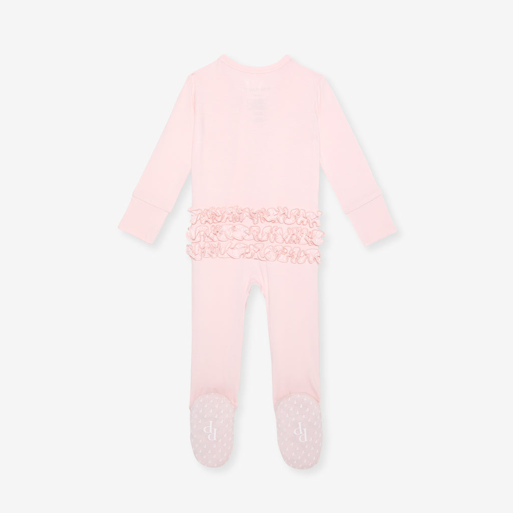 Sweet Pink Footie Ruffled Zippered One Piece