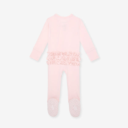 Sweet Pink Footie Ruffled Zippered One Piece