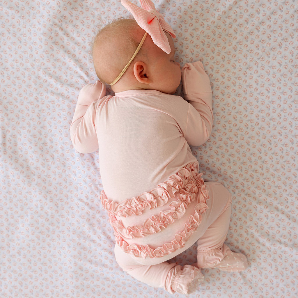 Sweet Pink Footie Ruffled Zippered One Piece