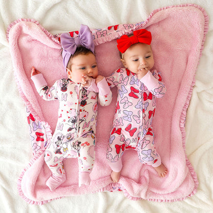 Disney Minnie & Daisy Bows Ruffled Luxette Plush Patoo® Blanket